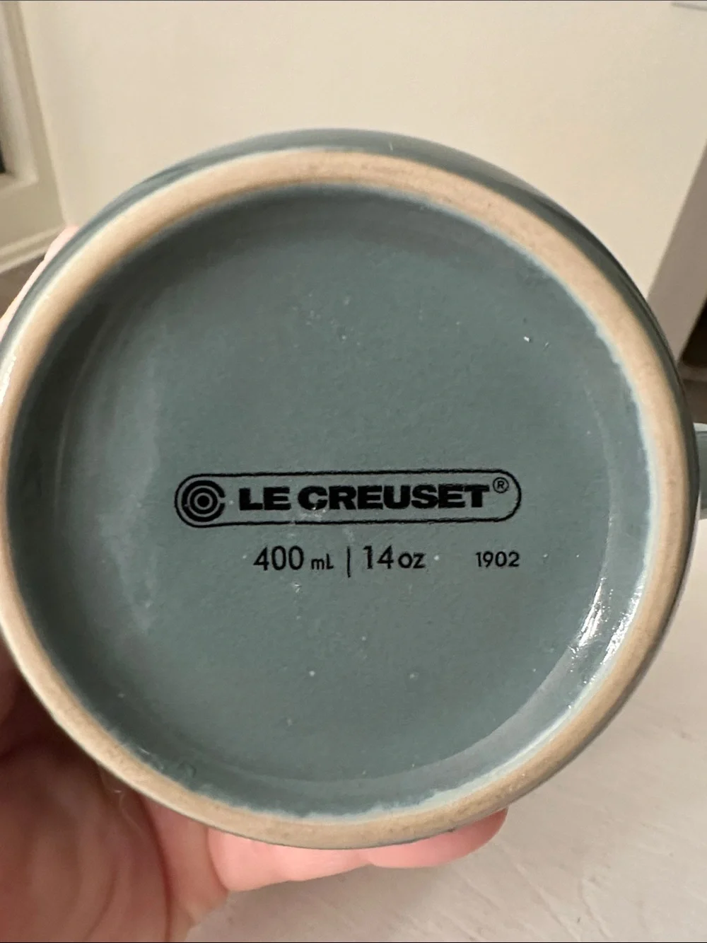 Le Creuset Vancouver Mug in the color Sea Salt. 14 oz